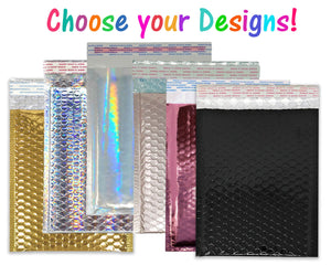 8.5x12&quot; Metallic Bubble Mailers Pink, Teal, Wine Red, Black, Hologram, Gold, Holographic, Nude Pink, Aqua Blue Quality Padded 8x12 Envelopes