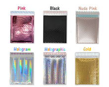 8.5x12&quot; Metallic Bubble Mailers Pink, Teal, Wine Red, Black, Hologram, Gold, Holographic, Nude Pink, Aqua Blue Quality Padded 8x12 Envelopes