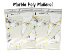 10x13, 14x17 Inch Marble Design Poly Mailers, Gold, White Black Mosaic Tile Grid Pattern Self Sealing Clothing Shipping Bags, Inner lining