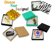 3.5x3.5x1" Cotton Filled Jewelry Gift Boxes, Kraft Paper Display Bracelet, Necklaces Retail Presentation Charm Storage Eco Freindly Package