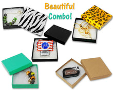 3.5x3.5x1" Cotton Filled Jewelry Gift Boxes, Kraft Paper Display Bracelet, Necklaces Retail Presentation Charm Storage Eco Freindly Package