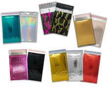 MIX AND MATCH! 4x8" Bubble Mailers Holographic, Pink, Rose Gold, Teal, Black, Camo, Red, Aqua, Polka Dot, Poly, Padded Shipping Envelopes