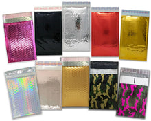 MIX AND MATCH! 4x8" Bubble Mailers Holographic, Pink, Rose Gold, Teal, Black, Camo, Red, Aqua, Polka Dot, Poly, Padded Shipping Envelopes