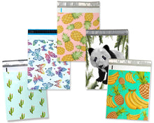 10x13 Poly Mailers, Sampler, All Designs, Mix and Match Tye Dye, Pink & Teal Pineapple Banana, Peacock, Roses Shipping Mailing Envelope Bag