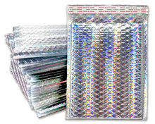 40 Pack 4X8, 6X10, 8.5X12 All Sizes Combo Holographic Bubble Mailers, Metallic Padded Envelopes, Heavy Duty Top Quality Self Sealing Mail