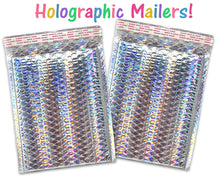 40 Pack 4X8, 6X10, 8.5X12 All Sizes Combo Holographic Bubble Mailers, Metallic Padded Envelopes, Heavy Duty Top Quality Self Sealing Mail