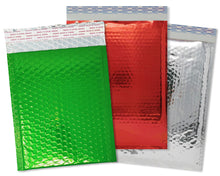 6x10 Christmas Theme Collection, Red, Gold, Green Silver Metallic Bubble Mailers, Top Quality Heavy Duty Shipping Padded Holiday Envelopes