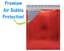 6x10  Fall, Christmas Green, Red, Silver Metallic Bubble Mailers, Top Quality Heavy Duty Shipping Padded Holiday Envelopes Festive 6.25x9.25