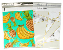 100 Pack 10x13 Pink Pineapple, Teal Banana Pineapple, Marble Mosiac Tile Poly Mailers, Shipping Self Seal Mailing T shirt bags, Custom Combo