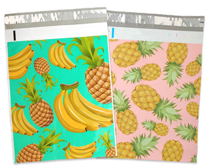 100 Pack 10x13 Pink Pineapple, Teal Banana Pineapple, Marble Mosiac Tile Poly Mailers, Shipping Self Seal Mailing T shirt bags, Custom Combo