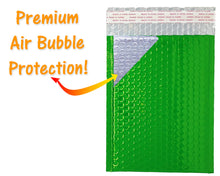 6x9 Inch Candy Apple Green Metallic Bubble Mailers, Top Quality Heavy Duty Shipping Padded Envelopes, Beautiful Cosmetic Mail Bags 6.25x9.25