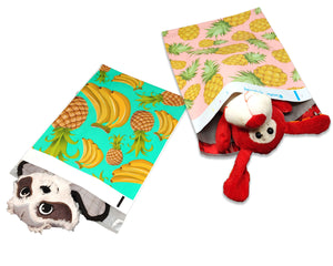 Pink Pineapple and Teal Pineapple Banana Tropical Theme Poly Mailers, 10x13" Mailers, Self Seal, Combo Flat Shipping Mailing Envelope Bags