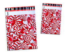 10x13 and 6x9 inch Candy Cane Poly Mailers Combo, Fall, Winter Collection Theme, Flat Self Seal Shipping Mailing Business Postal bags