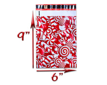 10x13 and 6x9 inch Candy Cane Poly Mailers Combo, Fall, Winter Collection Theme, Flat Self Seal Shipping Mailing Business Postal bags