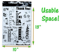 Thank you Collection Theme Poly Mailers 10x13" Combo, Self Seal Shipping Mailing Business International Black, White, Orange Postal bags