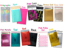 MIX AND MATCH! 4x8" Bubble Mailers Holographic, Pink, Rose Gold, Teal, Black, Camo, Red, Aqua, Polka Dot, Poly, Padded Shipping Envelopes