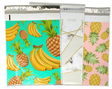 100 Pack 10x13 Pink Pineapple, Teal Banana Pineapple, Marble Mosiac Tile Poly Mailers, Shipping Self Seal Mailing T shirt bags, Custom Combo