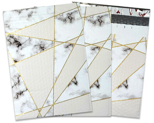 8x12 Marble Tile Design Poly Bubble Mailers, (8.5x11 Usable Space) Colored Padded Mailing Envelopes, Self Seal Adhesive Shipping Air Bags