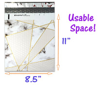 8x12 Marble Tile Design Poly Bubble Mailers, (8.5x11 Usable Space) Colored Padded Mailing Envelopes, Self Seal Adhesive Shipping Air Bags