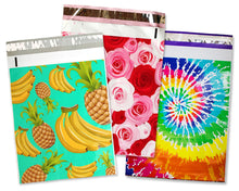 Choose! 10x13 Tie Dye, Aqua Teal Pineapple, Red & Pink Roses Poly Mailers, Flat Shipping Self Seal Mailing T shirt Envelopes, Custom Combo