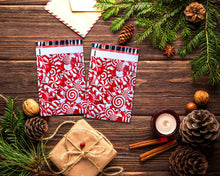 10x13 and 6x9 inch Candy Cane Poly Mailers Combo, Fall, Winter Collection Theme, Flat Self Seal Shipping Mailing Business Postal bags