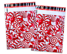 10x13 and 6x9 inch Candy Cane Poly Mailers Combo, Fall, Winter Collection Theme, Flat Self Seal Shipping Mailing Business Postal bags