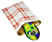 10x13 and/or 6x9 inch Red & Gold Plaid Design Poly Mailers Combo, Fall, Winter Collection Theme, Flat Self Seal Shipping Mailing Postal bags