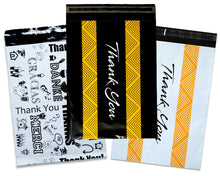 Thank you Collection Theme Poly Mailers 10x13" Combo, Self Seal Shipping Mailing Business International Black, White, Orange Postal bags