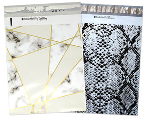 10x13" Marble, Snake skin Combo Poly Mailers, Cosmetic Clothing Custom Flat Shipping Mailing Light Weight Self Seal Unpadded Envelope Bags