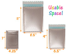 All 3 Combo Pack, Metallic Bubble Mailers 8x12, 6x10, 4x8 3 Sizes Assorted Lot, Strong Seal Designer Colored Mailing FUN Shipping Envelopes