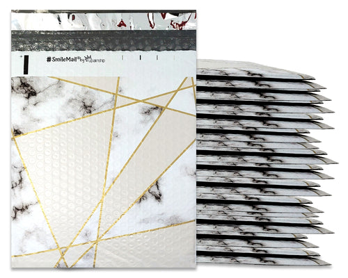 8x12 Marble Tile Design Poly Bubble Mailers, (8.5x11 Usable Space) Colored Padded Mailing Envelopes, Self Seal Adhesive Shipping Air Bags