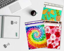 Choose! 10x13 Tie Dye, Aqua Teal Pineapple, Red & Pink Roses Poly Mailers, Flat Shipping Self Seal Mailing T shirt Envelopes, Custom Combo