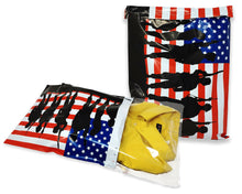 10x13 & 12x15.5 inch USA Flag Soldier Poly Mailers, Patriotic Self Sealing Shipping Bags, Military Mailing Envelopes, Red White Blue 12x15
