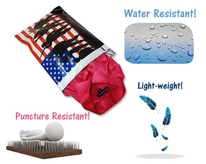 10x13 & 12x15.5 inch USA Flag Soldier Poly Mailers, Patriotic Self Sealing Shipping Bags, Military Mailing Envelopes, Red White Blue 12x15