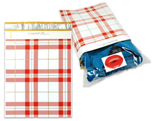 10x13 and/or 6x9 inch Red & Gold Plaid Design Poly Mailers Combo, Fall, Winter Collection Theme, Flat Self Seal Shipping Mailing Postal bags