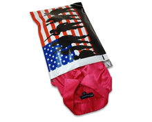 10x13 & 12x15.5 inch USA Flag Soldier Poly Mailers, Patriotic Self Sealing Shipping Bags, Military Mailing Envelopes, Red White Blue 12x15