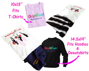10x13, 14.5x19 Inch Poly Shipping Mailers, Shopping Girl FUN Women of Fashion Flat Mailing 2.5 Mil Thick Clothing Mail Bags, Inner lining