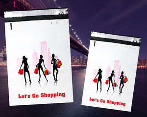 10x13, 14.5x19 Inch Poly Shipping Mailers, Shopping Girl FUN Women of Fashion Flat Mailing 2.5 Mil Thick Clothing Mail Bags, Inner lining