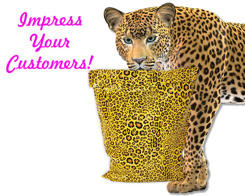 14x17 Inch Poly Mailers, Wild Leopard Print Animal Design, Cheetah Pattern Self Sealing Unpadded Shipping Bags, Inner lining Flat Envelopes