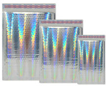 All 3 Combo Pack, Metallic Bubble Mailers 8x12, 6x10, 4x8 3 Sizes Assorted Lot, Strong Seal Designer Colored Mailing FUN Shipping Envelopes