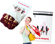 10x13, 14.5x19 Inch Poly Shipping Mailers, Shopping Girl FUN Women of Fashion Flat Mailing 2.5 Mil Thick Clothing Mail Bags, Inner lining