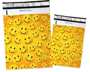 10x13 & 6x9 Inch Smiley Face Combo, Happy Print Design Self Sealing Mailing Shipping Bags, Flat Self Sealing Resistant Flat Envelope Mailers