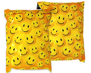 10x13 & 6x9 Inch Smiley Face Combo, Happy Print Design Self Sealing Mailing Shipping Bags, Flat Self Sealing Resistant Flat Envelope Mailers