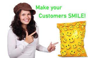 10x13 & 6x9 Inch Smiley Face Combo, Happy Print Design Self Sealing Mailing Shipping Bags, Flat Self Sealing Resistant Flat Envelope Mailers