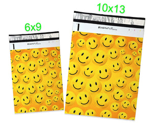 10x13 & 6x9 Inch Smiley Face Combo, Happy Print Design Self Sealing Mailing Shipping Bags, Flat Self Sealing Resistant Flat Envelope Mailers