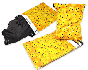 10x13 & 6x9 Inch Smiley Face Combo, Happy Print Design Self Sealing Mailing Shipping Bags, Flat Self Sealing Resistant Flat Envelope Mailers