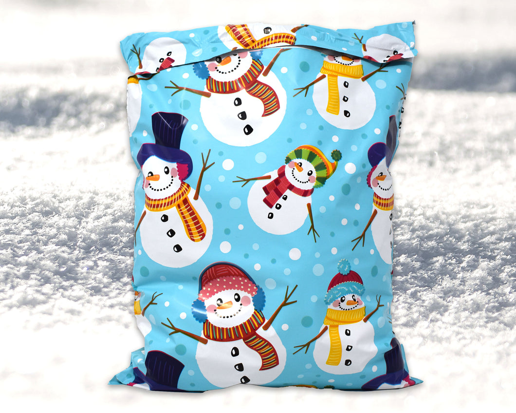 10x13 Snowman, Winter, Fall, Theme Poly Mailers,  Flat Self Seal Shipping Mailing Business Fun Snowmen Wonderland Happy Mail Postal bags