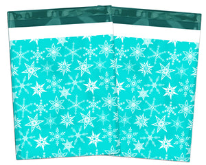 10x13 Snowmen, Gold Trees, Teal Snowflake, Winter, Fall, Theme Poly Mailers Combo, Flat Self Seal Shipping Mailing Wonderland Postal bags