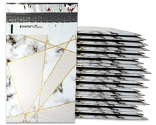 4x8&quot; Marble Poly Bubble Mailers, Padded Self Sealing Shipping Envelopes, Unique Mosaic Gold, Black, White 4.25x7 Usable space Durable Mailer