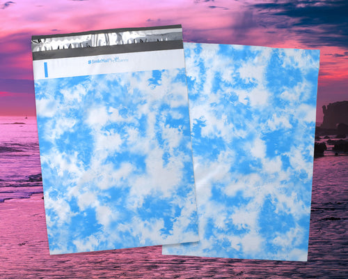 10x13 Inch Sky is the Limit" Cloud Print Design Self Sealing Mailing Shipping Bags, Beautiful Blue, White Flat Self Sealing Envelopes, USPS